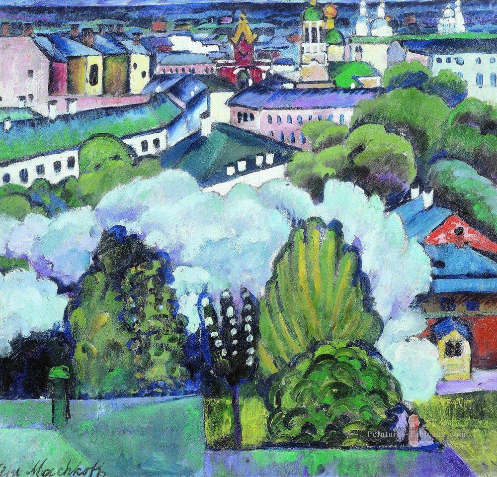 paysage urbain 1911 Ilya Mashkov scènes de ville de paysage urbain Peintures à l'huile